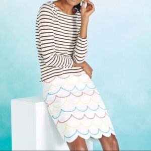 BODEN Scallop Hem Embroidered Cotton Skirt